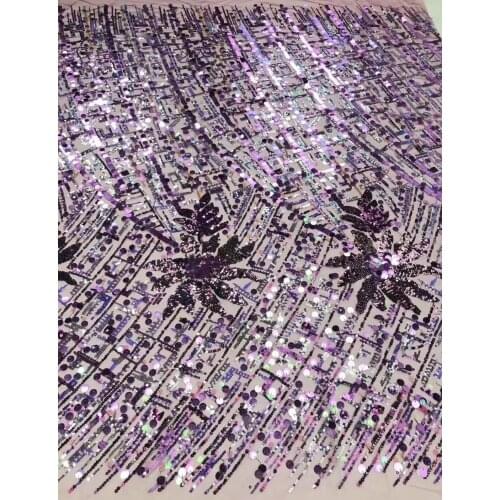5yards/pc) High quality purple African sequins tulle lace fabric wonderful embroidered French net lace for party dress FRX008