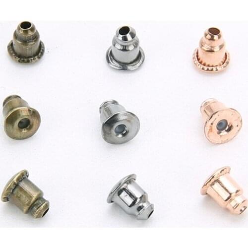 ACLOVEX 100pcs/lot Metal Alloy Ear Earring Back Earring Stopper Plugs Blocked Earrings Findings Accessories Diy Jewelry Making