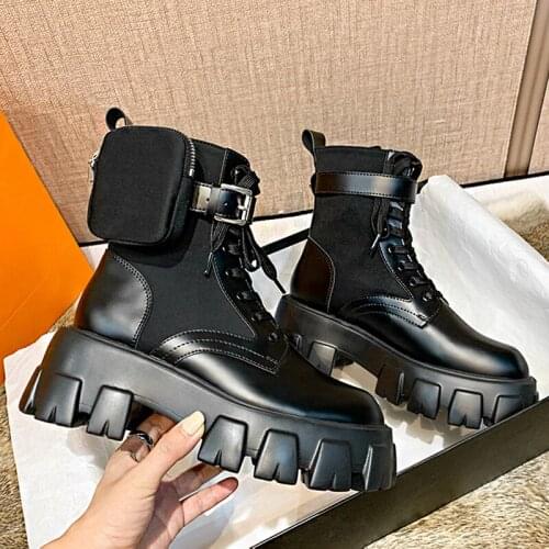British Style Platform Martin Boots In The Spring of 2021, Ladies Microfiber Rubber Non-slip Lace-up Fashion Boots