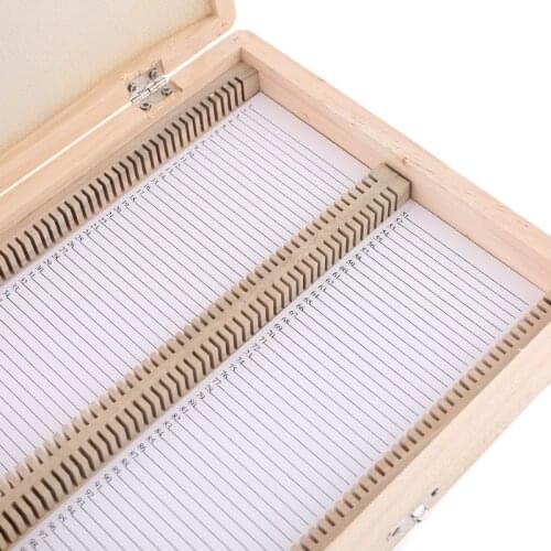 C5AC 100-Places Digital Microscope Slides Storage Box Biological Wooden Piece Case with Numbered Slots Contents Sheet for Slides