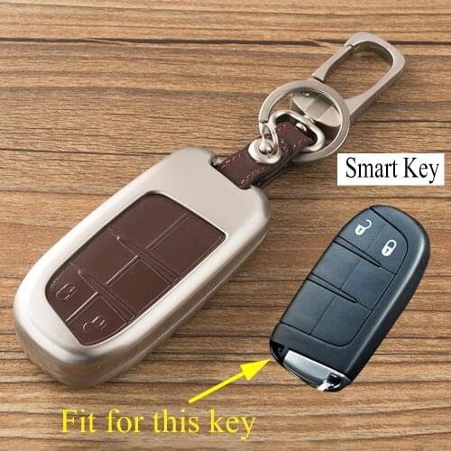 Alloy Key Bag Case Fit For Jeep Grand Cherokee Compass Dodge Journey Parts Accessories Key Holder Ring Fob Cover Smart 2 Buttons