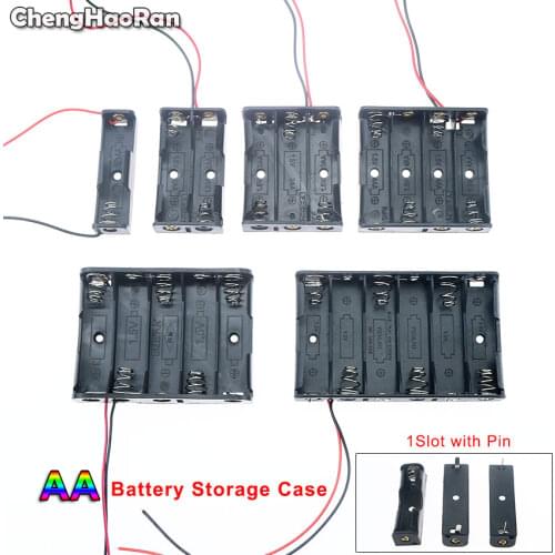 ChengHaoRan Black Plastic AA Size Power Battery Storage Case Box Holder Leads With 1 2 3 4 5 6 Slots AA Battery Storage Case