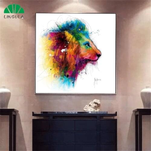 Brave Boy Bedroom Decoration Wall Art Canvas WaterColor Animal Lion Oil Painting Wall Pictures for Living Room Paintings Decor