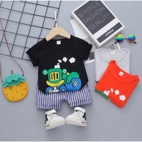 Kids Boy Outfits Newborn Beach Clothing Fashion T-shirt+stripe Shorts 2pcs Kids Boys Tracksuit For Baby Outfits