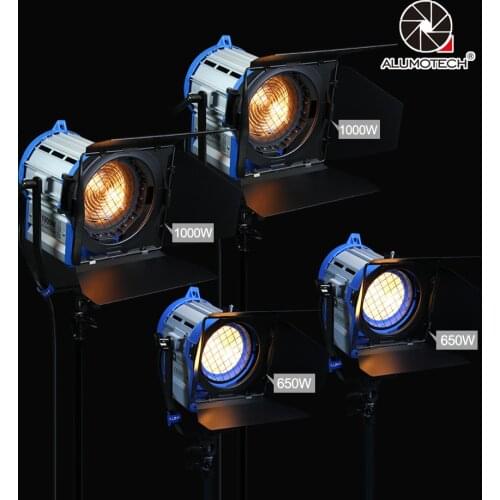 ALUMOTECH (650W+1000w)x2 Dimmer Built-in Fresnel Tungsten Spot Light For Film Camera Video Studio Photography Light Support