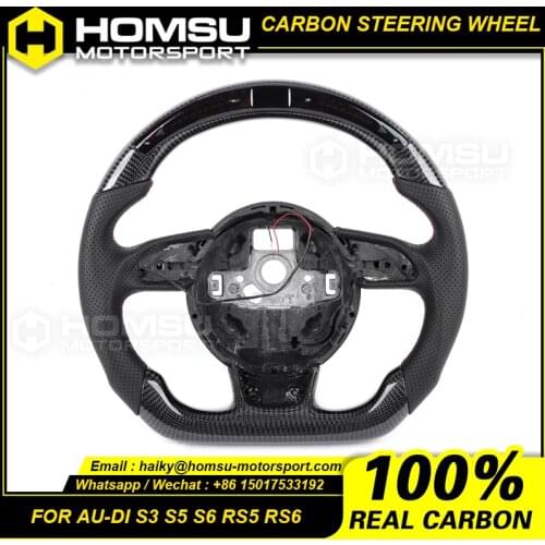For audi S3 S5 S6 RS5 RS6 Carbon Fiber Steering Wheel With LED shift lights+Vehicle info center display option