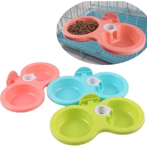 Double Pet Cage Hanging Food Bowls Automatic Drinking Water Feeder Cat Bowl Puppy Feeding Supplies Dog Accessories