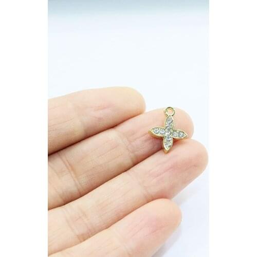 Eruifa 6pcs 12mm Flower Rhinestone Coin Zinc Alloy Necklace Earring Bracelet Jewelry DIY Handmade 2 Colors