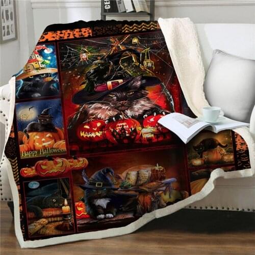Terror Pumpkin Fleece Throw Blanket Horror Halloween Party Blanket Christmas Gifts 3D Sherpa Blankets on Beds Sofa Home textiles