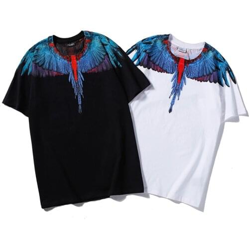 Diamond Feather Water Drop Wings Print Mercerized Clothes Short Sleeve T-Shirt Mens Fashion Hot Couples clothes T-Shirt