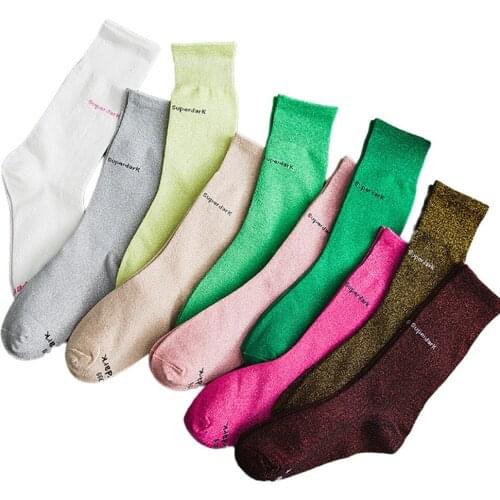 Cotton Men Women Socks Sliver Letters Leg High Individually Wrapped Fashion Lovers Spring Autumn Heap Sport Casual