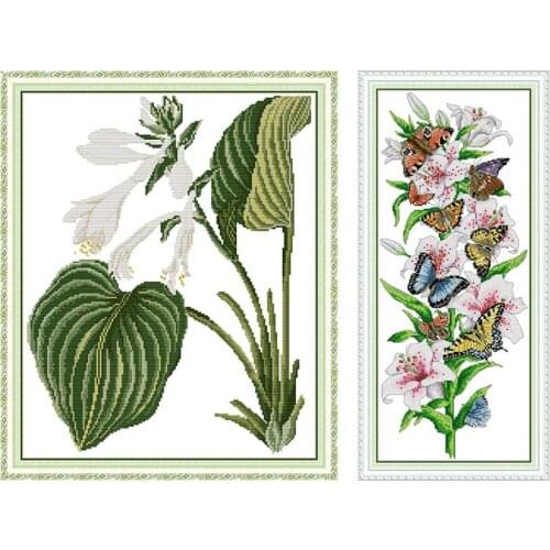 Joy Sunday Cross Stitch Kits Lily Flowers Patterns 14ct 11ct Flowers Series Printed Fabric Counted Cross Stitch Sets Embroidery