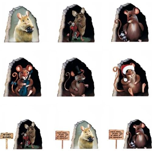 Mouse Hole Room Home Decoration Wall Stickers Waterproof Kid Bedroom Kitchen Baseboard Wall Sticker Animal Decals Assessoires