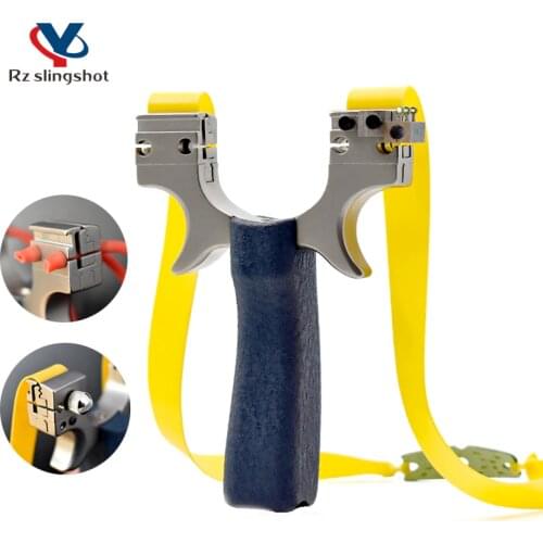 Multifunction Slingshot Fast Press Stainless Steel Bow Head Catapult with Round Flat Rubber Band for Outdoor Hunting Shooting