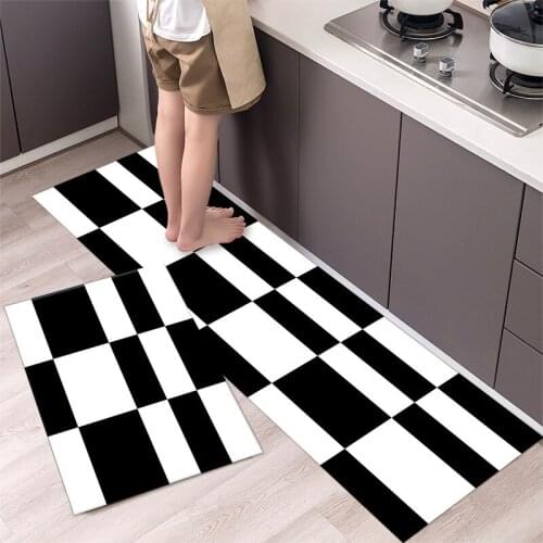 Fashionable Simple Nordic StyleWaterproof Kitchen Floor Mat Household Carpet Long Strip Door Mat Modern Home Decor