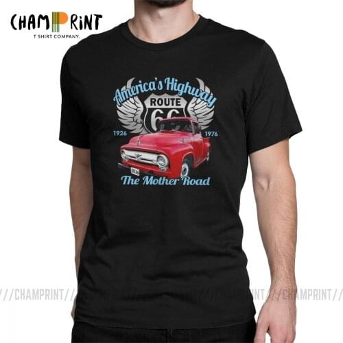 Mens T-Shirt Mother Road Route 66 Novelty Cotton Tees Short Sleeve American Classic Retro Oldschool T Shirt Party Clothing