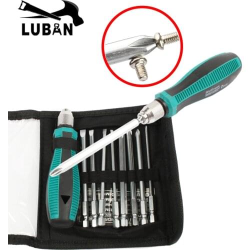 9pcs/set Precision Screwdriver Bit Set NO.8108 9 IN 1 Screwdrivers Kit Bag 8 Insert Bits+1pcs Rubber Handle Hand Tool Set
