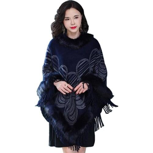 2020 New Winter Warm Plaid fur Capes cloak& Ponchos for Women Oversized Shawls Wraps Cashmere Pashmina Female Tassel Mujer