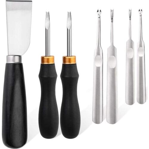 KAOBUY 2 PCS Leather Edge Beveler + Leather Cutting Knife + 4 PCS U/V Shaped Groover, Leathercraft Edge Beveler Skiving Knife