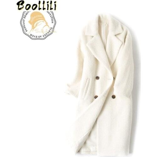 Boollili Autumn Winter Coat Women Clothes 2020 Korean Elegant Coat Alpaca Wool Coat Women Woolen Overcoat Manteau Femme