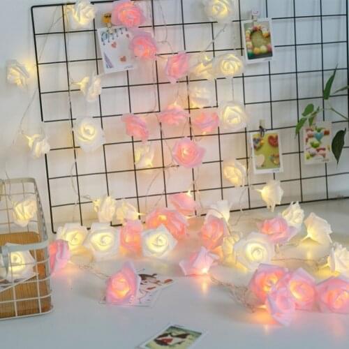 Valentines Day Gifts Creativity New Colorful Rose LED Light String Christmas Light Decoration for Wedding Holiday Fairy Garland
