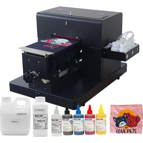 A4 DTG Printer Flatbed Printer T-shirt Print Machine With Textile Ink Set For White And Dark Color T-shirt Clothes Fabric