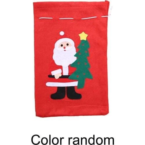 Christmas Gift Bag Applique Non-woven Fabrics Candy Bag Handmade Cartoon Santa Claus Snowman Christmas Tree Random Deliver
