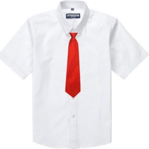 Summer Pure Cotton Non-iron Wrinkle-resistant Short Sleeved White Shirt Fashion Collar Simple Temperament Button Boy Shirt