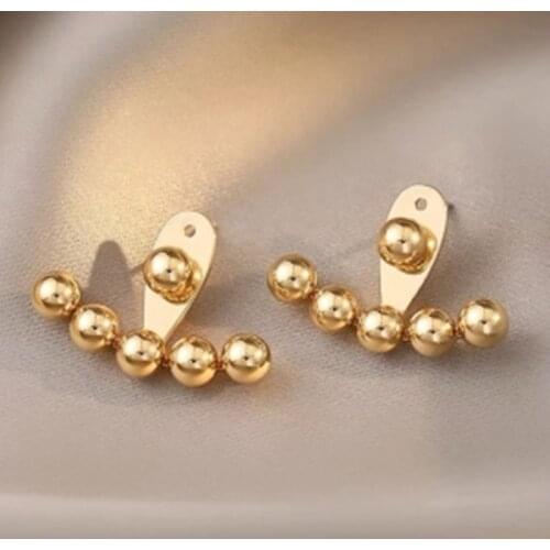 S925 Silver Needle Star Stud Earrings New Summer Temperament Niche Personality Gold Bead Earrings Wedding Jewelry Oorbellen