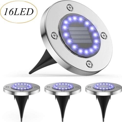 Soalr Garden Light Solar Pathway Lamp Outdoor Disk Light 16led Lawn Lights Garden Decoration Waterproof Solar Lamp Ground Light