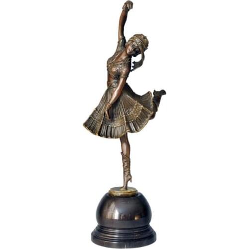 Modern Girl Skirt Dance Bronze Statue Sculpture Female Dancer Figurine Art Girl Room Decor and Gift Large