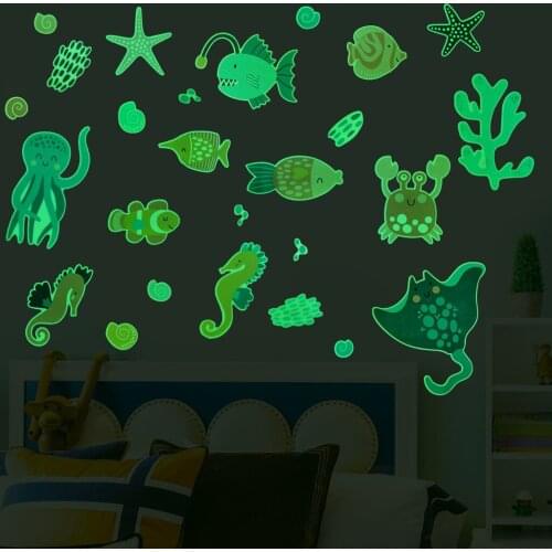 Luminous Marine Life Wall Stickers Animal Wall Paper Wall Decor Luminous Wall Decoration for Living Room Decoration