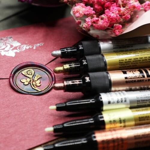 Sealing wax seal color pen highlighting cherry blossom paint metal pen fire lacquer stroke pen DIY fire lacquer seal marker pen