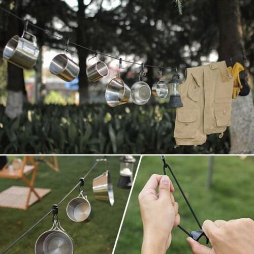 Camping Outdoor Windproof Clothesline Adjustable Anti-slip Canopy Hanging Clothes Drying Rope Tent Accessories