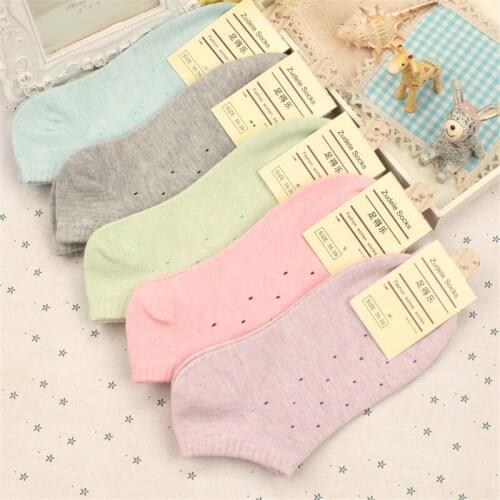 ZDL-191 Women Girl Fresh Cute Polka Dot Cotton Short Candy Color Dots Art Socks 10 pairs