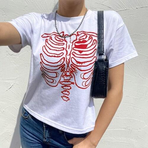 90s Vintage Print T Shirt Women Summer 2021 Harajuku O Neck Short Sleeve Crop Top Streetwear Casual Female Tees Tops Y2K