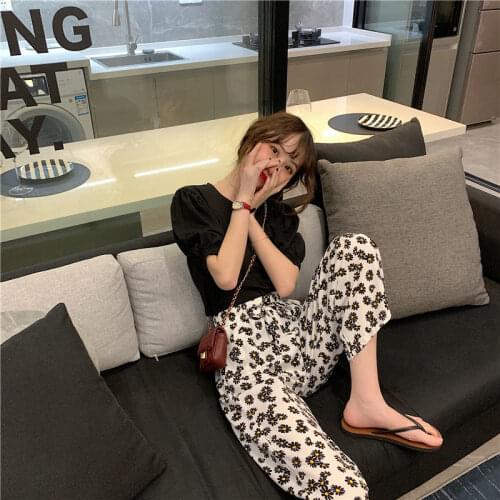 Female pants students Korean version of loose spring and summer new high waist versatile straight casual pants for women