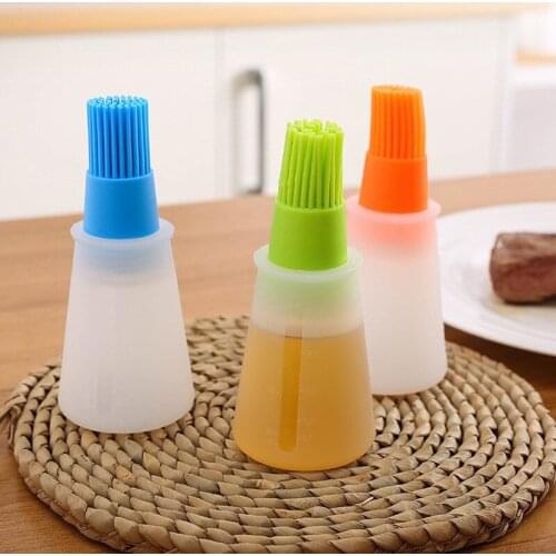 1 PC Portable Silicone Oil Bottle with Brush Grill Oil Brushes Liquid Oil Pastry Kitchen Baking BBQ Tool Kitchen Tools