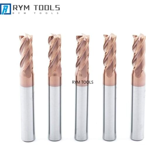 1pc 4mm 4 Flutes Square End Mill for Steel Copper Color Coated Carbide Milling Cutter Wood Cutting Cnc Machining Tools Endmills
