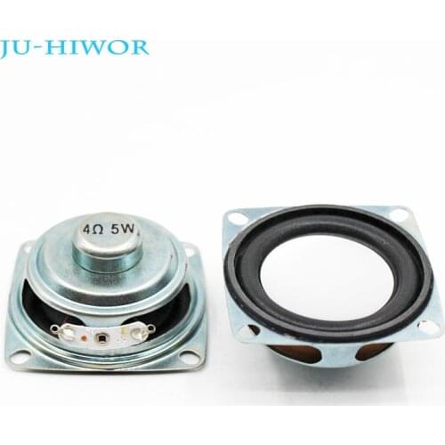 2pcs 4 Ohm 5W Loudspeaker 52mm Square Speaker 18MM Internal Magnetic Double Magnet Foam Edge Black