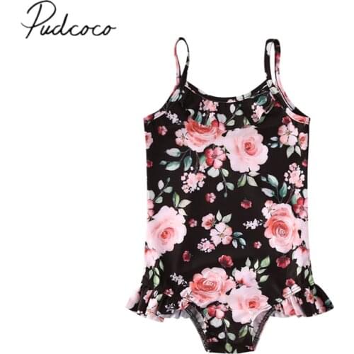 2020 Summer Swimsuit Cute Toddler Kids Baby Girls Flower Swimwear Swimsuit Bathing Suit Beachwear One Piece 6M-4T