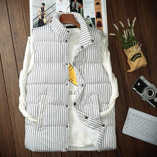 2021 Mens Spring New Casual Vertical Striped Single-Breasted Cardigan Stand Collar Vest