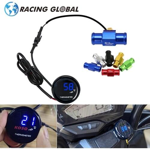 ALCON-KOSO Water Temperature Mini Meter Racing Motorcycle With 18mm Sensor Water Temp Adapter For Honda Yamaha Suzuki Universal