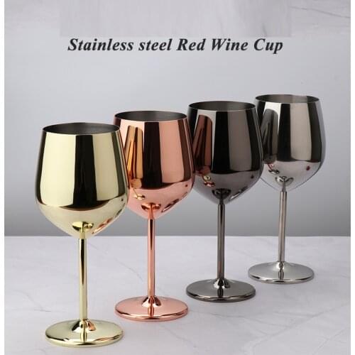 500ml Stainless Steel Goblet Champagne Cup Wine Glass Cocktail Glass Creative Metal Wine Glass for Bar Restaurant