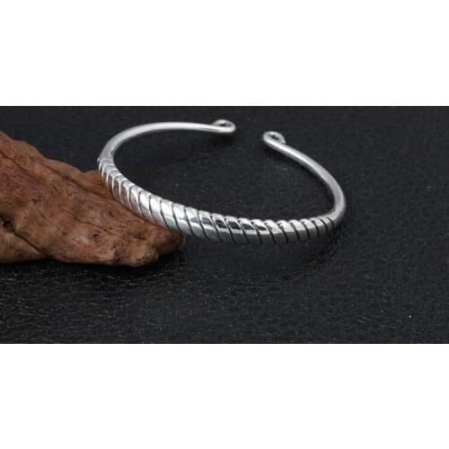 Solid 999 sterling Silver simple women girl cuff bracelet bangle jewelry A5047