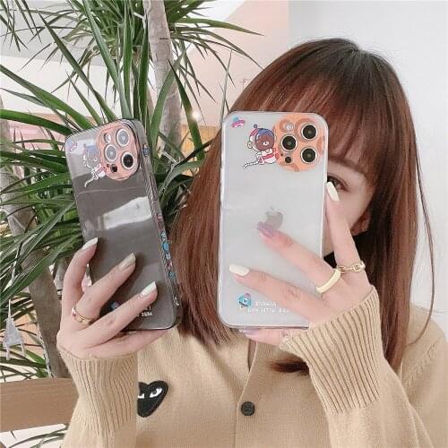 Groove TPU Phone Case For iPhone 12Mini/11/12Pro Max XR XS Max,Side Print Astronaut Bear Precision Cover For iPhone SE 7 8Plus