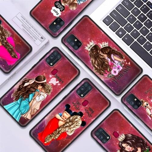 Brown Hair Baby Mom Girl Luxury Soft Cover for Samsung Galaxy M11 M21 M30S M31 M31S M51 A7 A9 2018 Smartphone Accessories Case