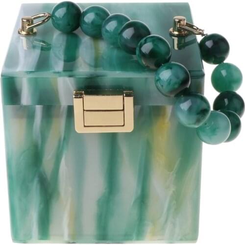 D0LF Women Gift Box Shape Prom Handbag Ladies Wedding Evening Party Acrylic Clutch Banquet Purse Bag