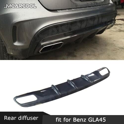 Carbon Fiber Rear lip Diffuser Spoiler for Mercedes Benz GLA X156 GLA45 2015 -2018 O Style FRP Fin Shark Style Bumper Guard