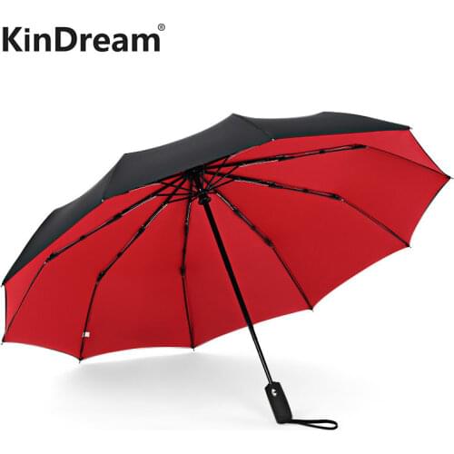 Double Layer Windproof Womens Automatic Umbrella Female Male Ten Bone Three Folding Mens Umbrella Large Rain Business Parasol